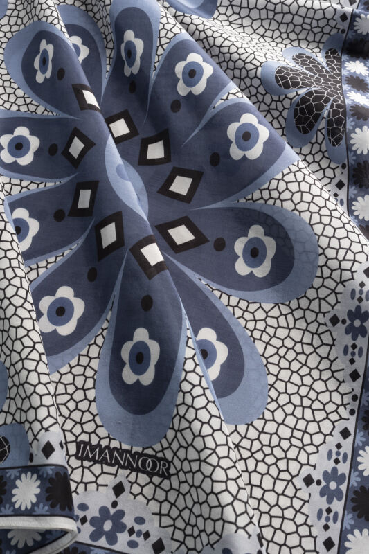 Mosaic Daisy Flower Pot Cotton Floss Shawl - 2