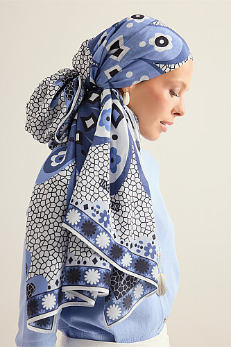 Mosaic Daisy Flower Pot Cotton Floss Shawl - 5