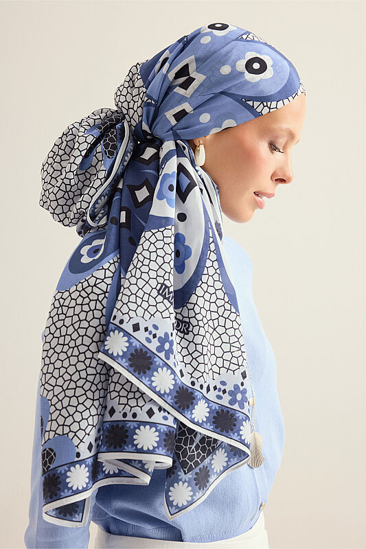 Mosaic Daisy Flower Pot Cotton Floss Shawl - 5