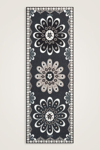 Mosaic Daisy Navy Blue Cotton Floss Scarf 