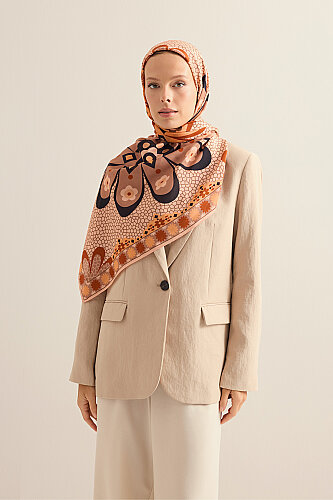 Mosaic Daisy Salmon Cotton Floss Shawl - 6