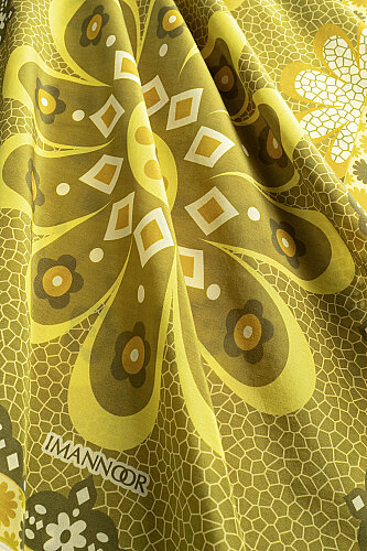 Mosaic Daisy Yellow Cotton Floss Scarf - 4