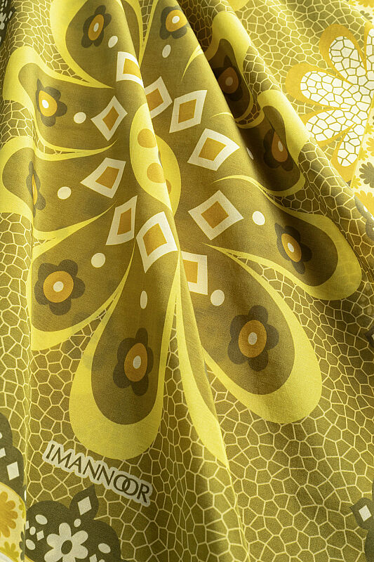 Mosaic Daisy Yellow Cotton Floss Scarf - 4