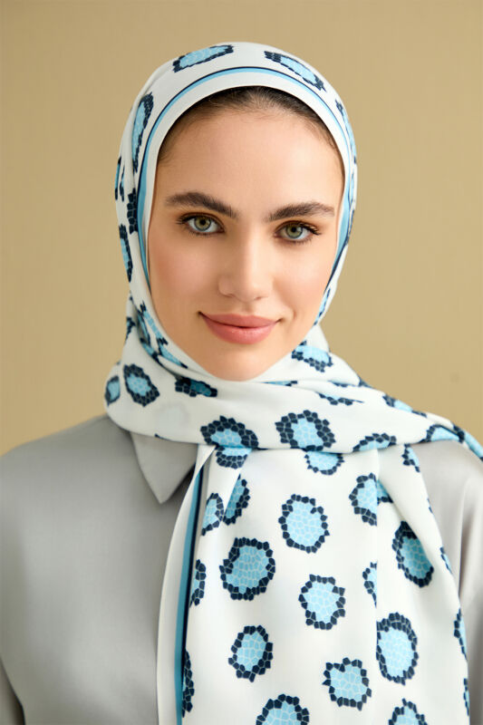 Mosaic Leopard Flosh Viscose Shawl Blue - 1