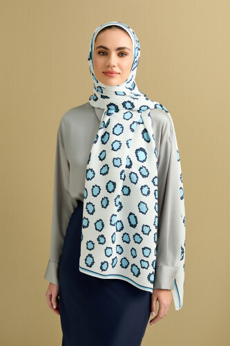 Mosaic Leopard Flosh Viscose Shawl Blue - 5