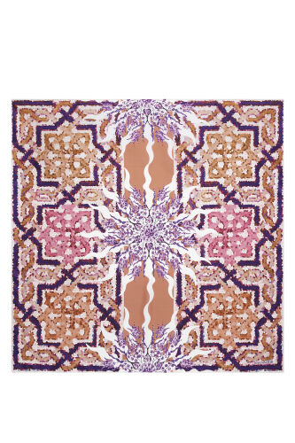 Mosaic Pool Orange-Pink Double-Sided Twill Silk Scarf 