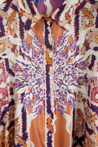 Mosaic Pool Orange-Pink Silk Twill Shirt - 2