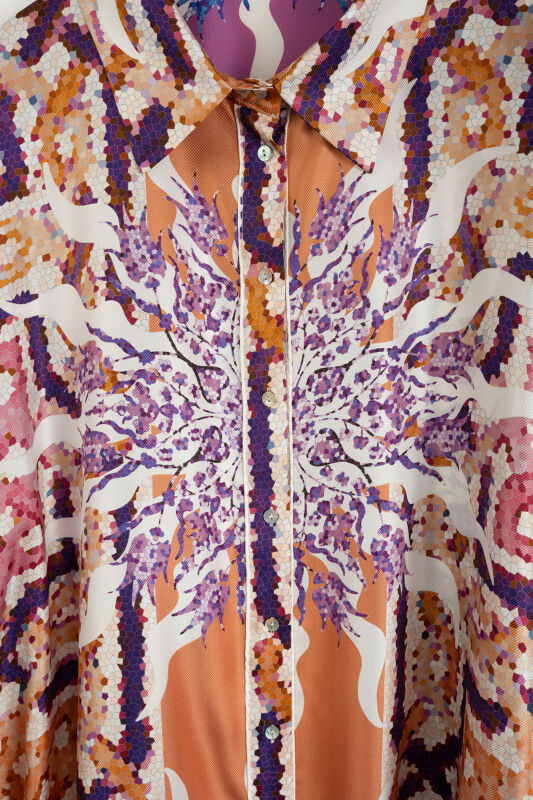 Mosaic Pool Orange-Pink Silk Twill Shirt - 2