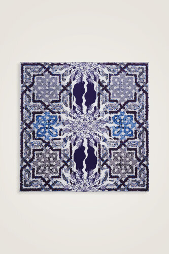 Mosaic Pool Purple-Navy Double-Sided Twill Silk Scarf 