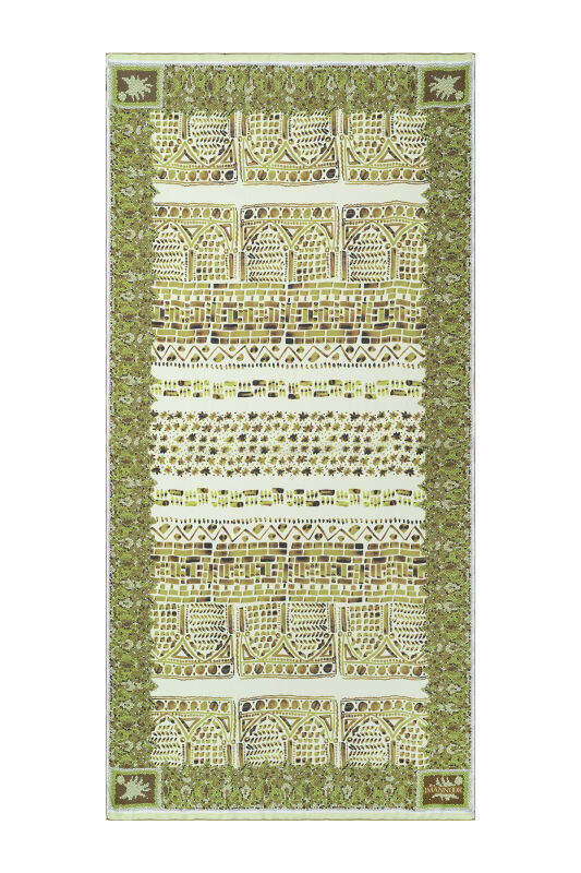 Mosaic Portico Silk Shawl Green - 2