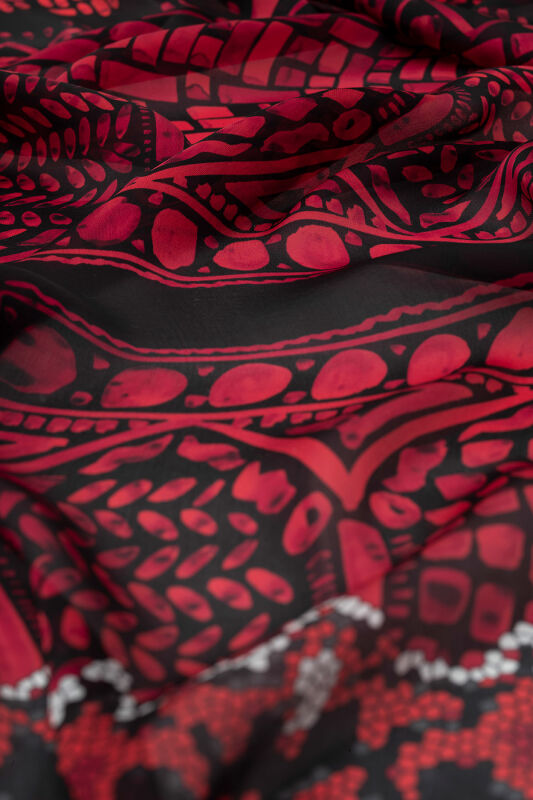 Mosaic Portico Silk Shawl Red - 2