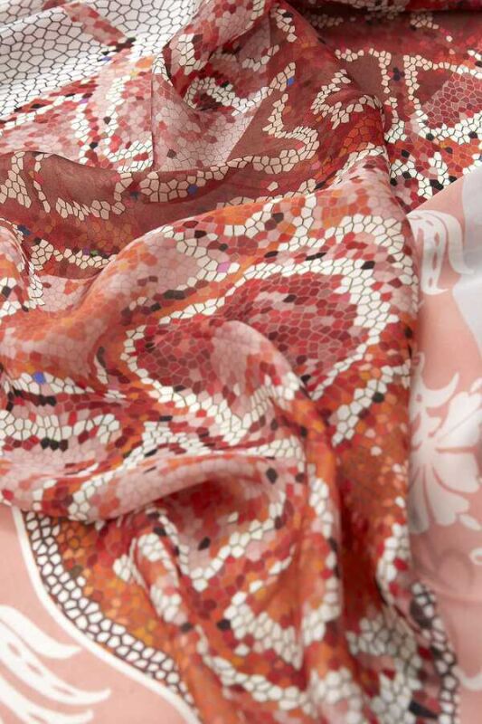 Mosaic Silk Shawl Red - 3