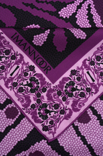 Mosaic Tulip Silk Scarf Purple - 2