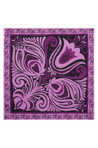 Mosaic Tulip Silk Scarf Purple 