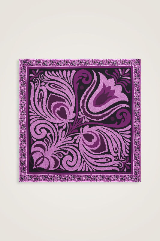 Mosaic Tulip Silk Scarf Purple - 1