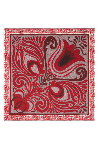 Mosaic Tulip Silk Scarf Red - 2