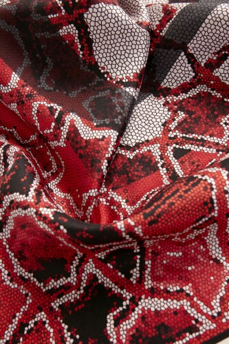 Mosaic Twill Silk Scarf Red - 4