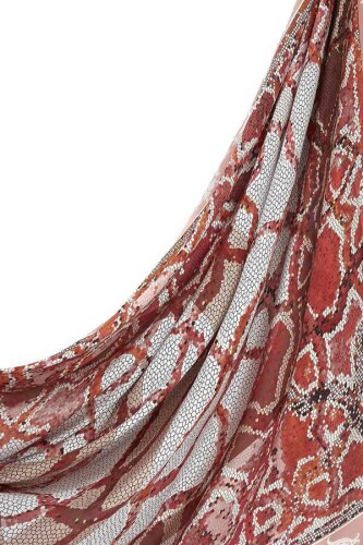 Mozaik Kırmızı İpek Şal 200x150 - 5