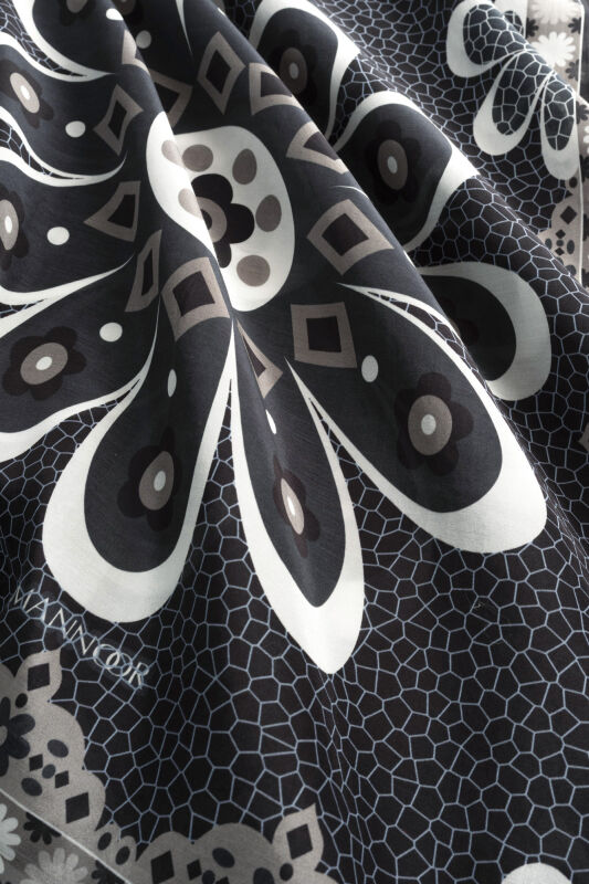 Mozaik Papatya Lacivert Pamuk Floş Şal 70x210 - 4