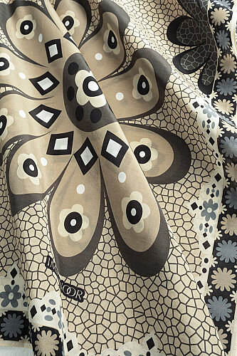 Mozaik Papatya Limon Küfü Pamuk Floş Şal 70x210 - Imannoor (4)