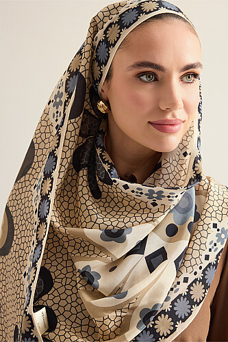 Mozaik Papatya Limon Küfü Pamuk Floş Şal 70x210 - Imannoor (3)