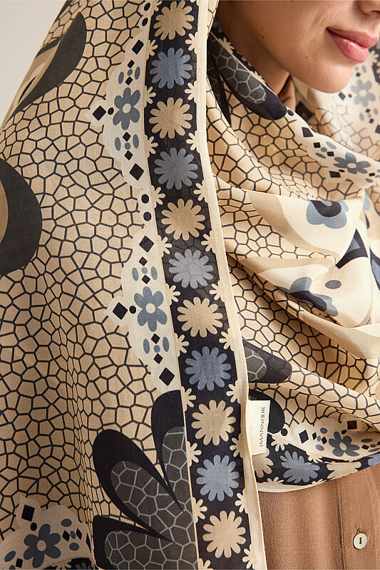 Mozaik Papatya Limon Küfü Pamuk Floş Şal 70x210 - 5