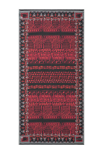 Mozaik Revak Kırmızı Şifon İpek Şal 100x200 - 1