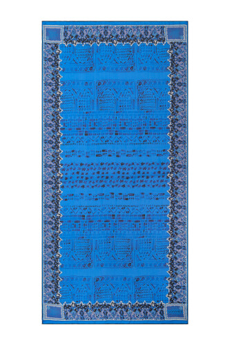 Mozaik Revak Mavi Şifon İpek Şal 100x200 