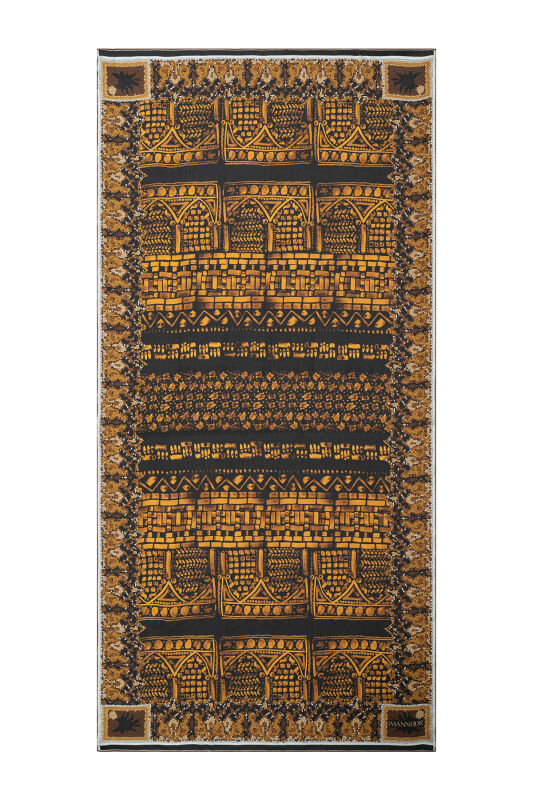 Mozaik Revak Altın Şifon İpek Şal 100x200 - 1