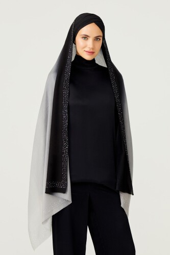 Muson Wool Silk Shawl Black 