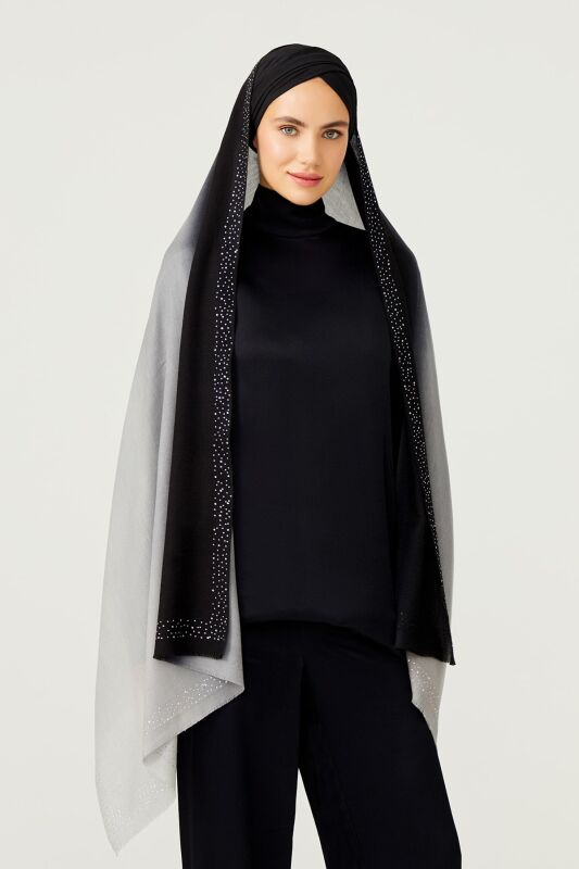 Muson Wool Silk Shawl Black - 1