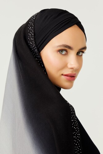 Muson Wool Silk Shawl Black - 6