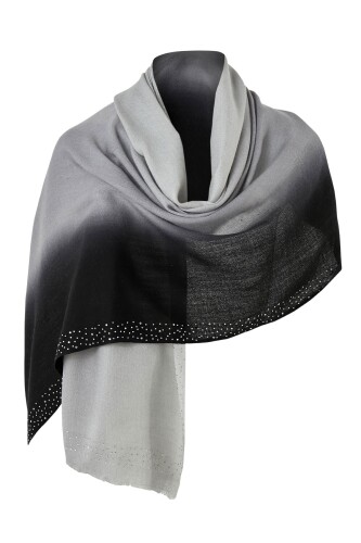 Muson Wool Silk Shawl Black - 7