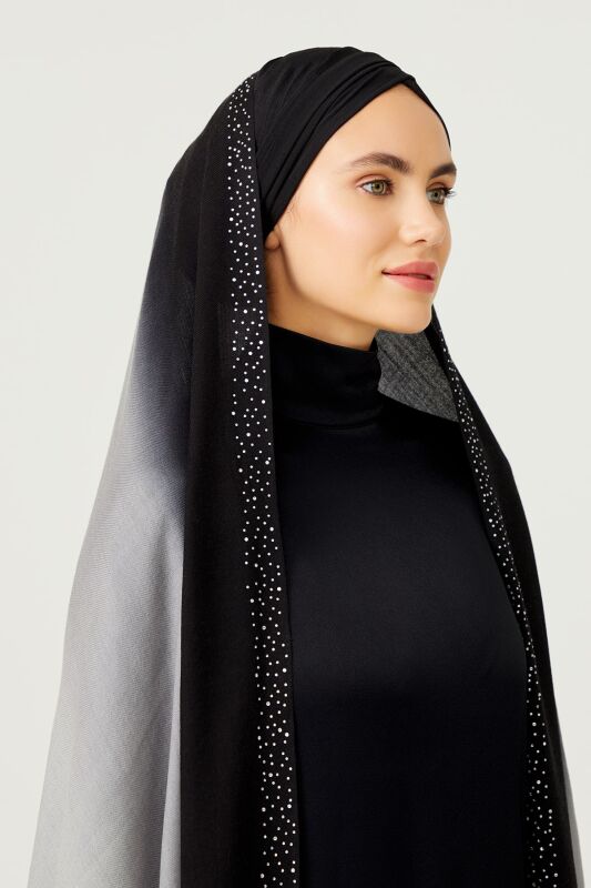 Muson Wool Silk Shawl Black - 8