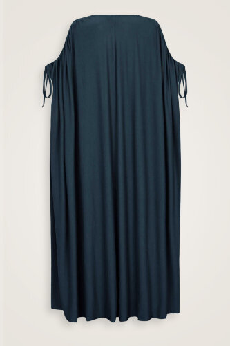 Navy Blue Combed Cotton Abaya - 2