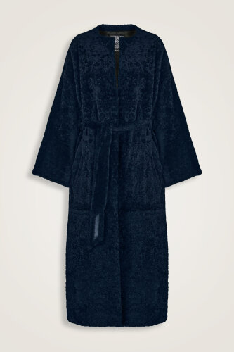 Navy Blue Robe Coat with Sleeves - 1