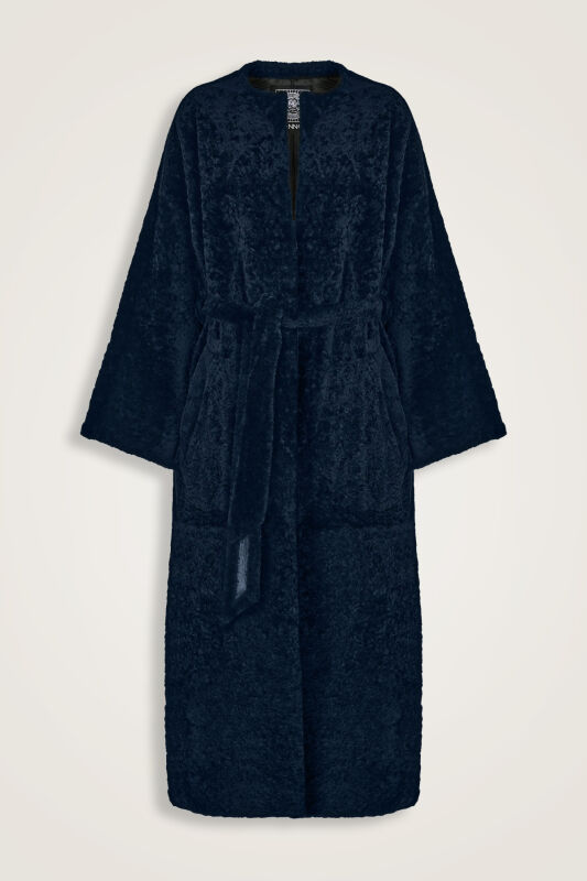 Navy Blue Robe Coat with Sleeves - 1
