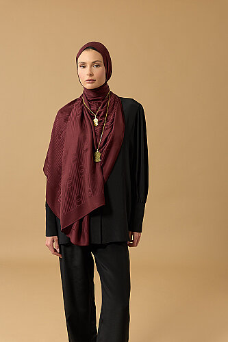 Nehir Logo Bordo Naia Air Jakar Şal 70x210 - 5