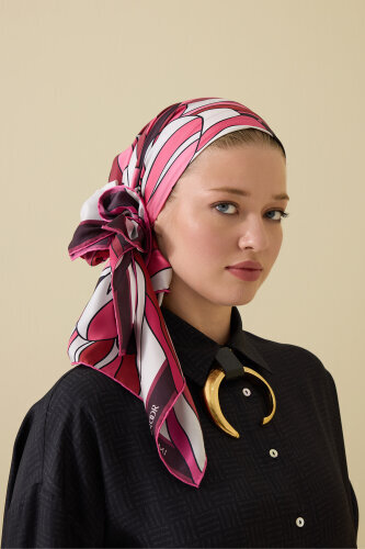 Neşe Bordo Tivil İpek Eşarp 90x90 - Imannoor (1)