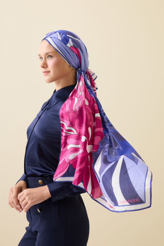 Neşe Desen Lavanta Pamuk İpek Şal 70x210 - 5