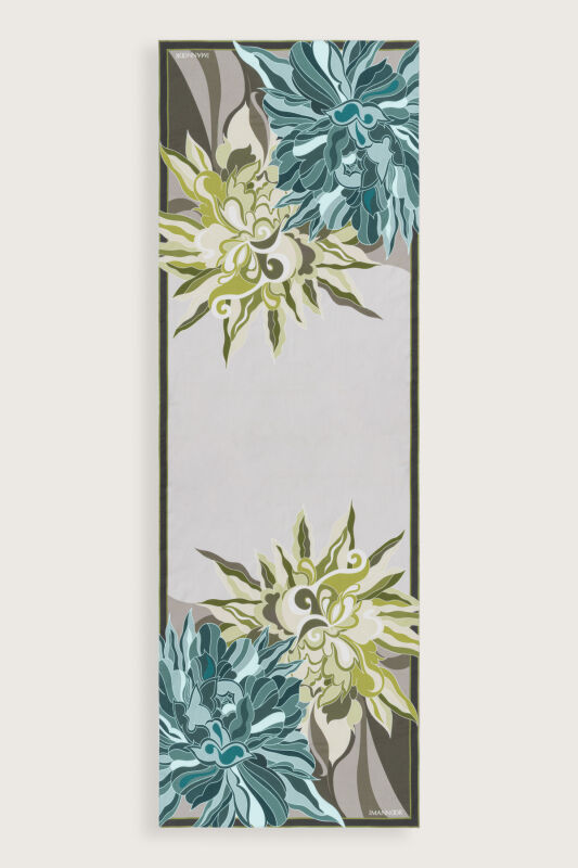 Neşe Desen Yağ Yeşili Pamuk İpek Şal 70x210 - 2