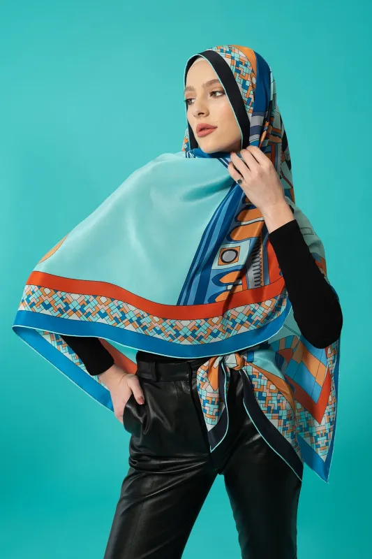 New Mosque Silk Shawl Turquoise - 2