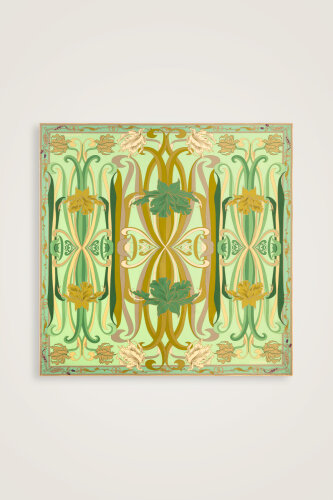 New World Aqua Green-Yellow Sided Twill Silk Scarf 