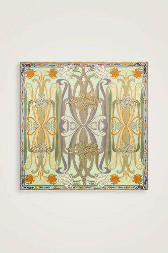 New World Aqua Green-Yellow Sided Twill Silk Scarf - 3