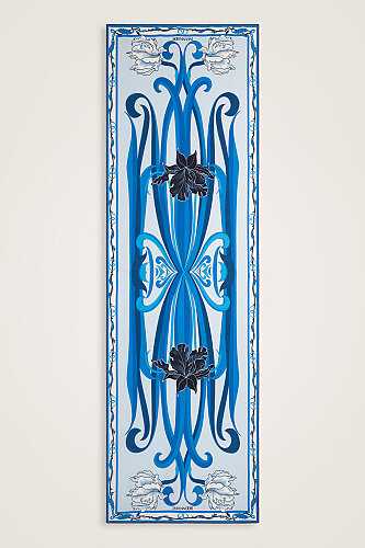 New World Blue Crepe Silk Kaftan Shawl - 2