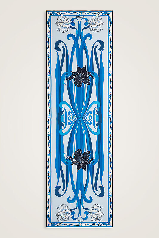 New World Blue Crepe Silk Kaftan Shawl - 2