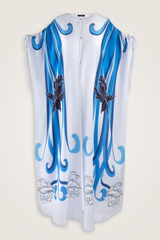 New World Blue Twill Silk Abaya - 1