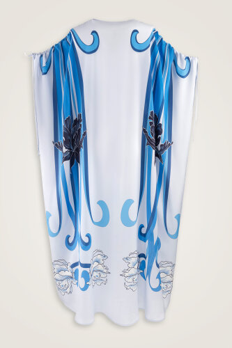 New World Blue Twill Silk Abaya - 3