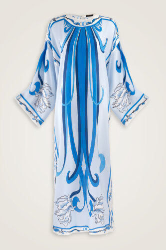 New World Blue Twill Silk Dress - 1