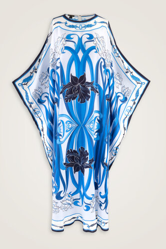 New World Blue Twill Silk Kaftan 